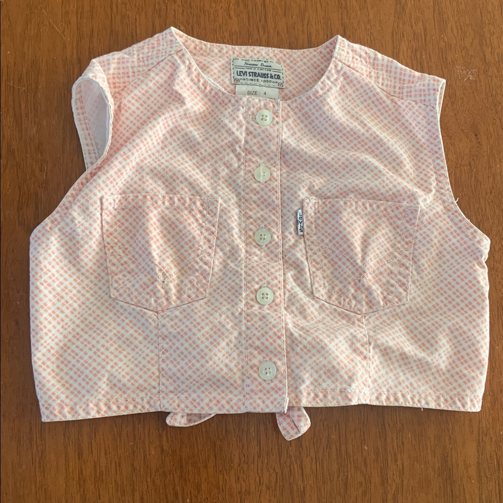 🫐3/$30 Vintage Levi's Pink Plaid Sleeveless Crop Top size 4T